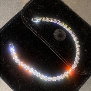 TENNIS WHITE GOLD GP 20” NECKLACE 7” BRACELET SET NEW !!